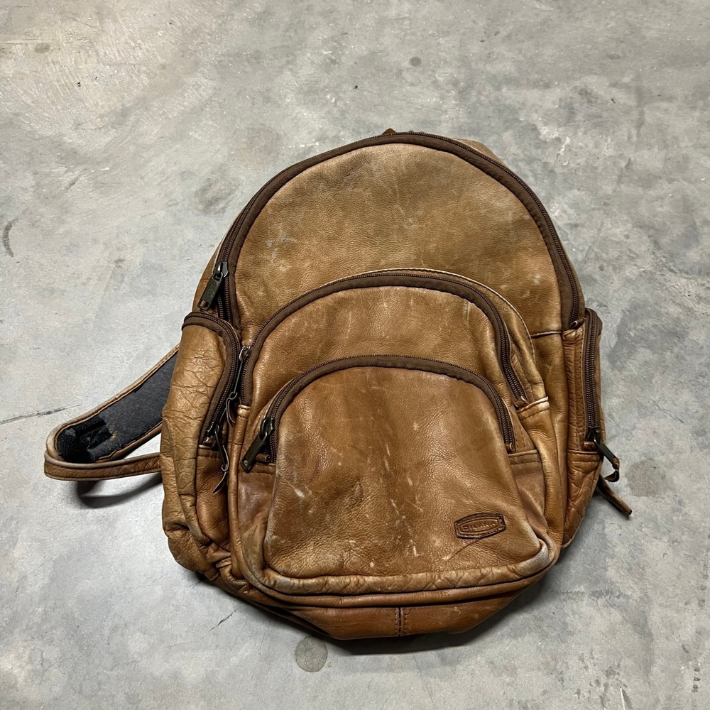 Dilana Design Collection Tan Pebbled Leather Multi Pocket Backpack Colombia